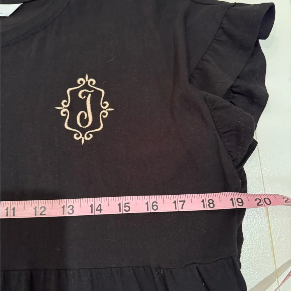 Tiered Black Jersey Dress Monogrammed “J”